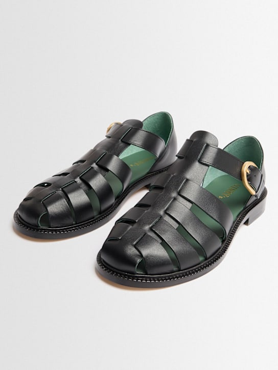 Vinny's: Fisherman leather sandals - Noir - men_1 | Luisa Via Roma