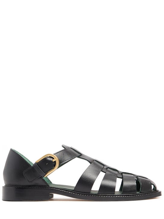 Vinny's: Fisherman leather sandals - Noir - men_0 | Luisa Via Roma