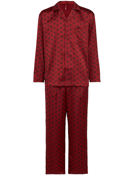 Skims: Hearts sateen pajama shirt & pants set - Red Heart - men_0 | Luisa Via Roma
