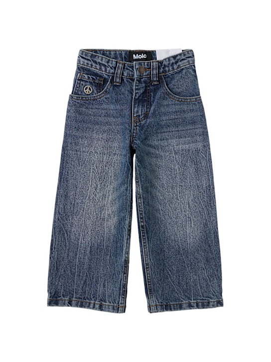 Molo: Cotton blend jeans - Light Blue - kids-girls_0 | Luisa Via Roma