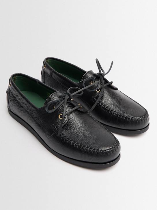 Vinny's: Boatman grained leather shoes - 黑色 - men_1 | Luisa Via Roma
