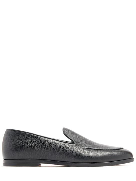 Vinny's: Marcel grained leather loafers - 黑色 - men_0 | Luisa Via Roma
