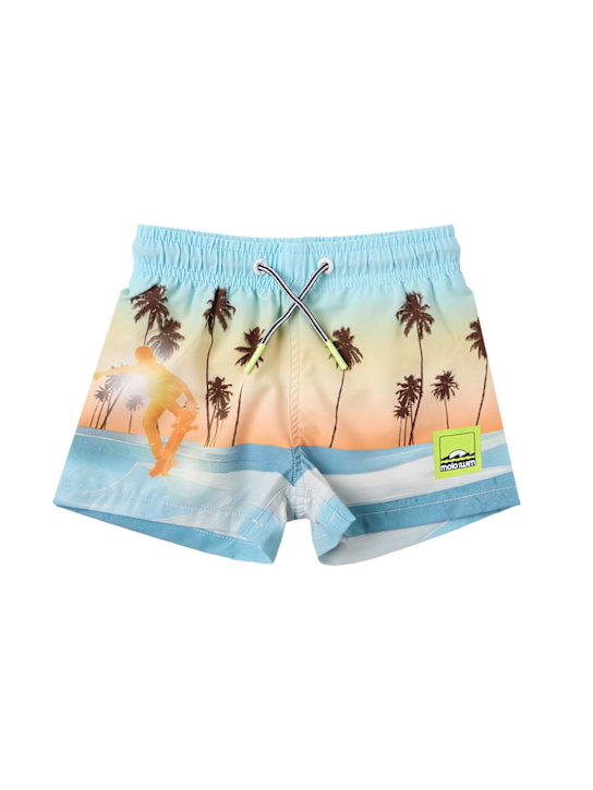 Molo: Printed recycled nylon swim shorts - 多色 - kids-boys_0 | Luisa Via Roma