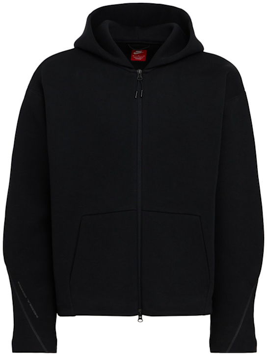 Nike: Tech fleece zip heavy sweatshirt hoodie - Noir/Noir - men_0 | Luisa Via Roma