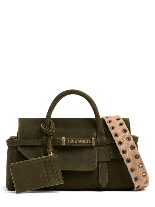 Dsquared2: Twin Utility麂皮单肩包 - Military Green/ - women_0 | Luisa Via Roma
