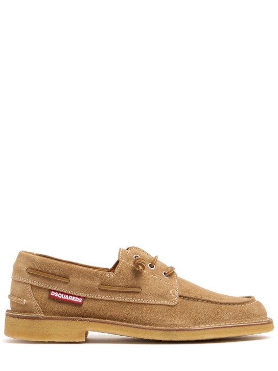 Dsquared2: Suede boat shoes - ベージュ - men_0 | Luisa Via Roma