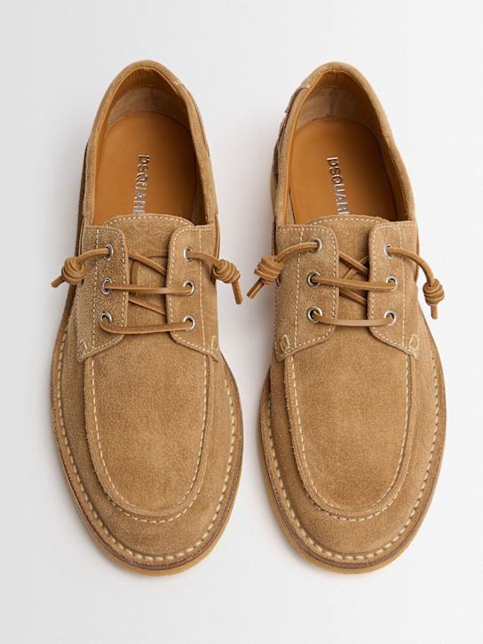 Dsquared2: Suede boat shoes - ベージュ - men_1 | Luisa Via Roma
