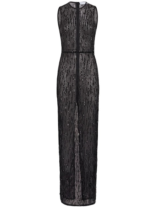 Marcell Pustul: Sleeveless sequined fringe gown - women_0 | Luisa Via Roma