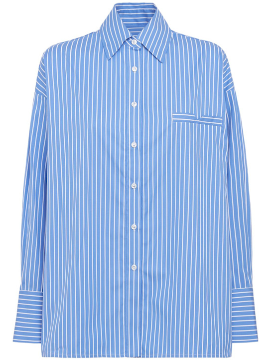 Marcell Pustul: Oversize cotton shirt - 蓝色/多色 - women_0 | Luisa Via Roma