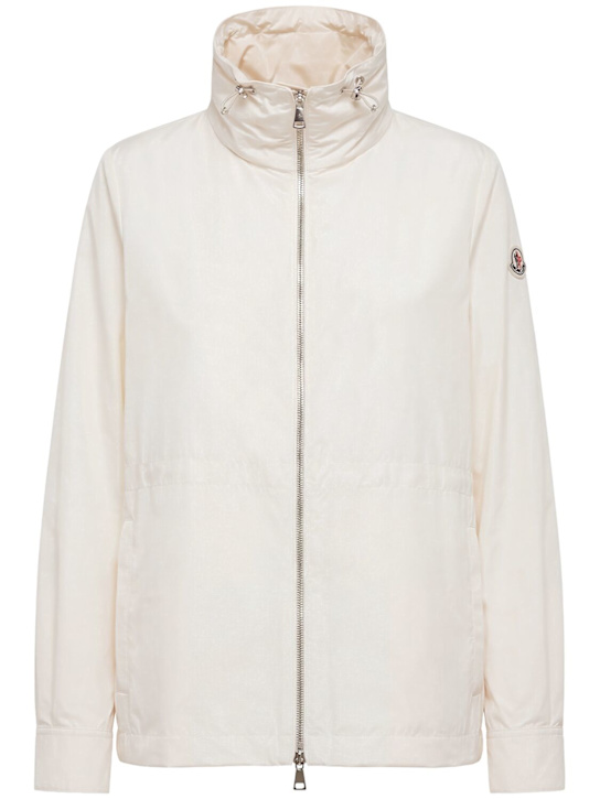 Moncler: Enette科技织物短款连帽派克夹克 - 白色 - women_0 | Luisa Via Roma