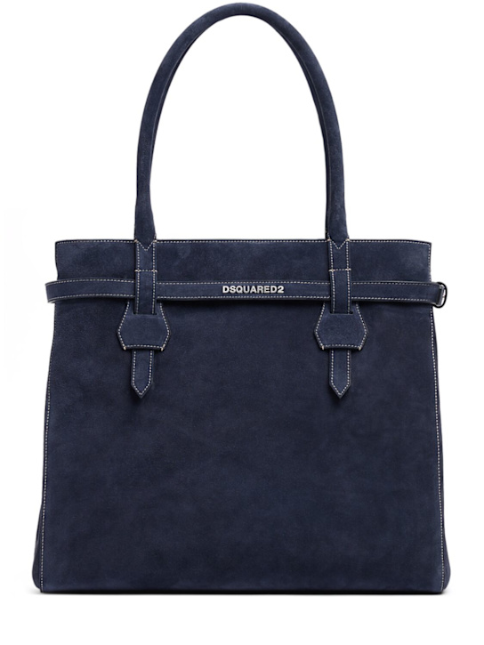 Dsquared2: Sac cabas en daim Twin - Bleu - women_0 | Luisa Via Roma