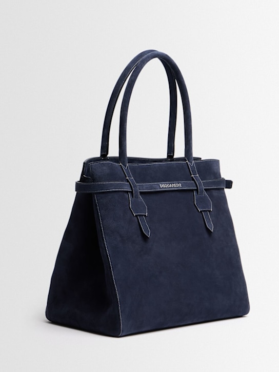Dsquared2: Sac cabas en daim Twin - Bleu - women_1 | Luisa Via Roma
