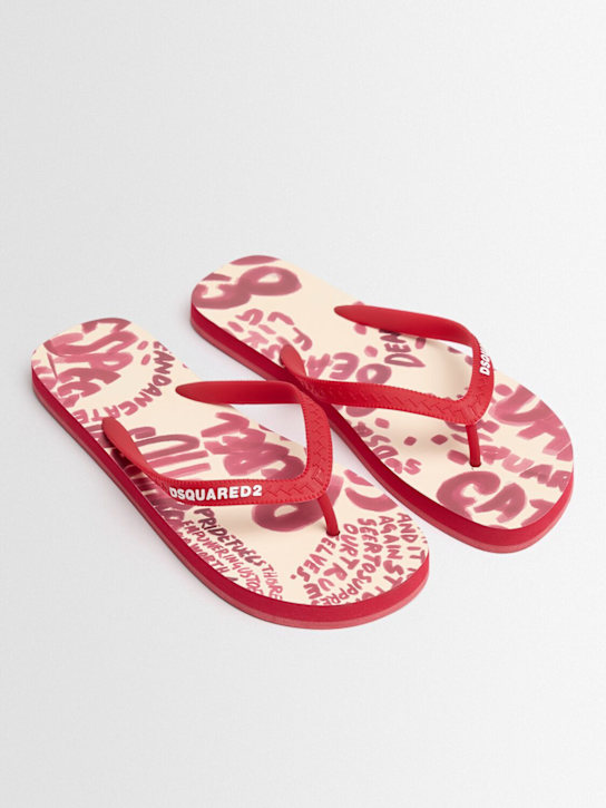 Dsquared2: Rebel Hibiscus橡胶人字拖 - 红色 - women_1 | Luisa Via Roma