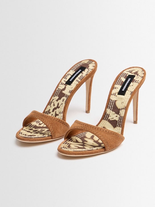 Dsquared2: 90毫米Twin麂皮高跟穆勒鞋 - 棕黄色 - women_1 | Luisa Via Roma