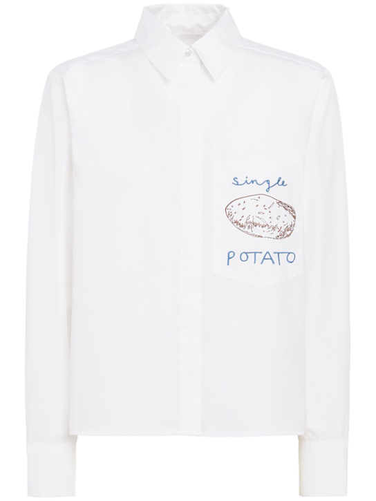 Marcell Pustul: Single Potato cropped shirt - 白色 - women_0 | Luisa Via Roma