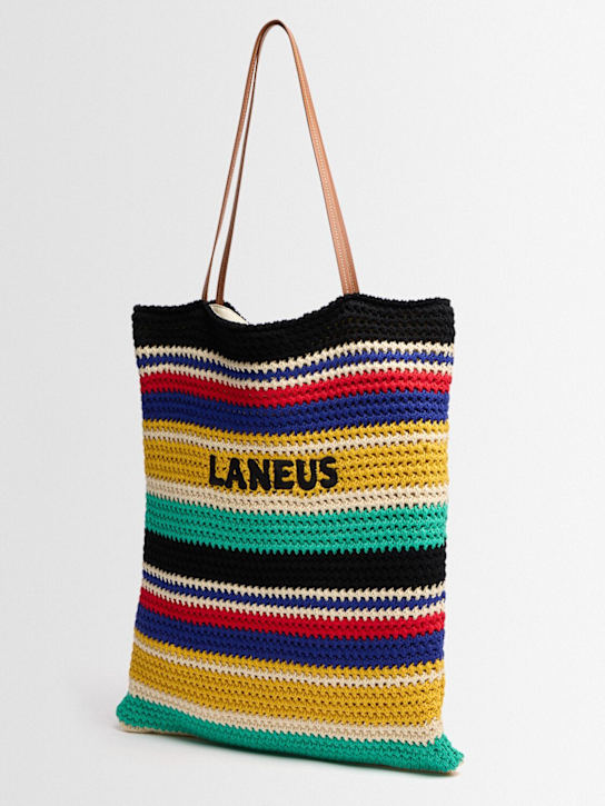 Laneus: 钩针编织Logo托特包 - Black-multicolo - women_1 | Luisa Via Roma