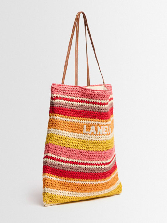 Laneus: Knitted logo tote bag - Pink-multicolor - women_1 | Luisa Via Roma
