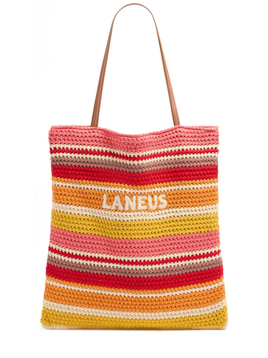 Laneus: Knitted logo tote bag - Pink-multicolor - women_0 | Luisa Via Roma