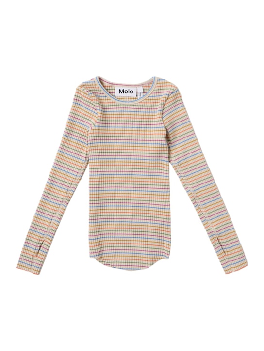 Molo: Long-sleeve cotton blend t-shirt - 多色 - kids-girls_0 | Luisa Via Roma