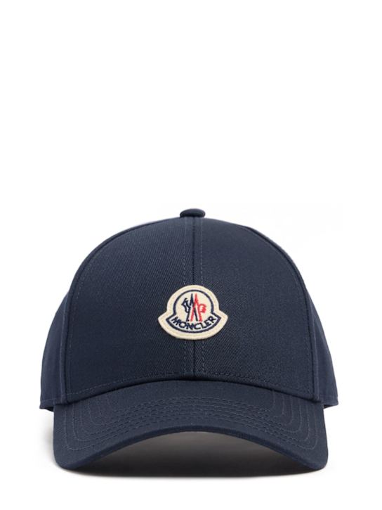 Moncler: LOGO纯棉华达呢棒球帽 - 海军蓝 - men_0 | Luisa Via Roma