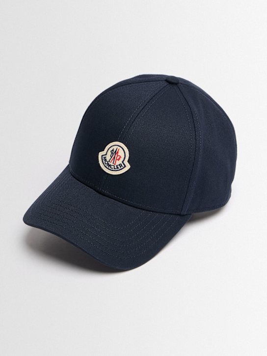 Moncler: LOGO纯棉华达呢棒球帽 - 海军蓝 - men_1 | Luisa Via Roma