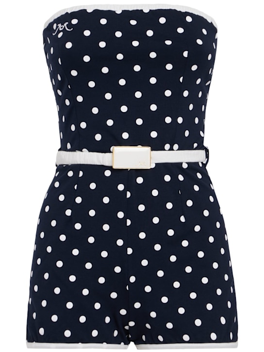 Rowen Rose: Polka dotted bustier playsuit - 海军蓝/多色 - women_0 | Luisa Via Roma
