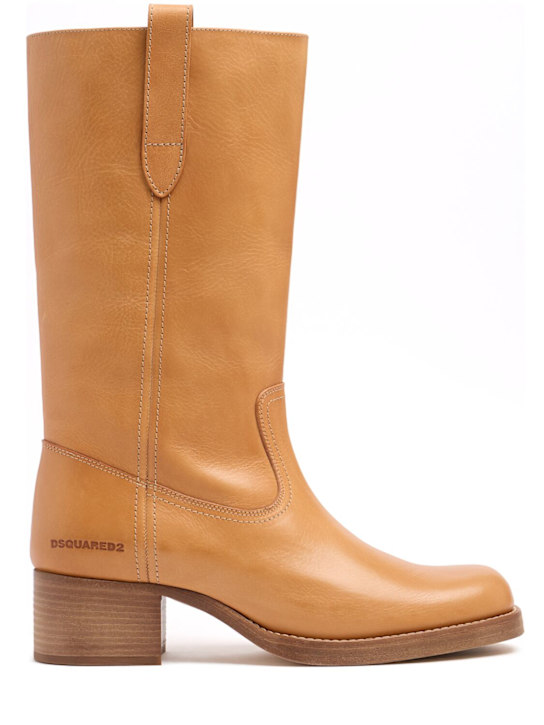 Dsquared2: 皮革靴子 - 米黄色 - men_0 | Luisa Via Roma