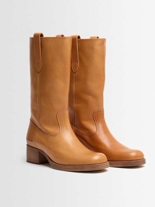 Dsquared2: 皮革靴子 - 米黄色 - men_1 | Luisa Via Roma