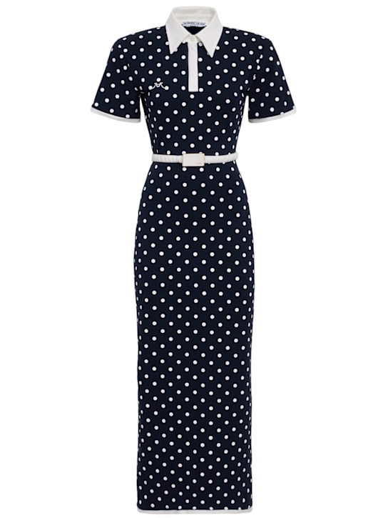 Rowen Rose: Polka dotted polo dress - Navy/Multi - women_0 | Luisa Via Roma