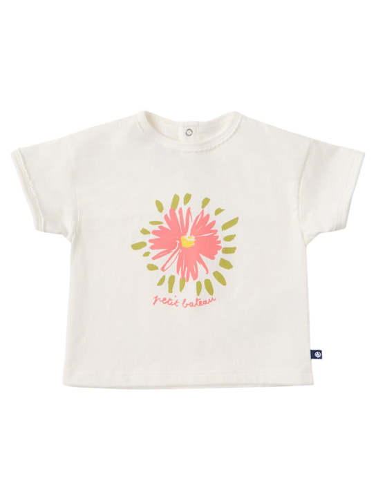 Petit Bateau: Cotton printed t-shirt - Beige - kids-girls_0 | Luisa Via Roma