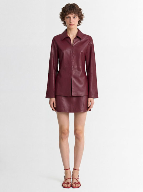 By Malene Birger: Alleys leather jacket - Burgundy - women_1 | Luisa Via Roma