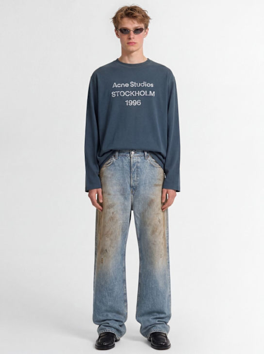Acne Studios: Edden U 1996长袖T恤 - 深蓝色 - men_1 | Luisa Via Roma
