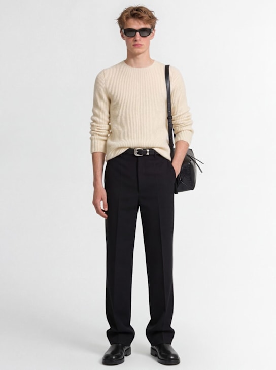 Jil Sander: High waist wool straight pants - men_1 | Luisa Via Roma