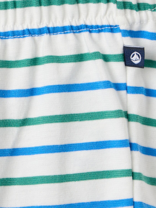 Petit Bateau: Striped cotton jersey shorts - 米黄色/绿色 - kids-boys_1 | Luisa Via Roma