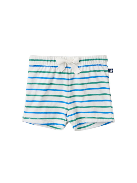 Petit Bateau: Striped cotton jersey shorts - 米黄色/绿色 - kids-boys_0 | Luisa Via Roma