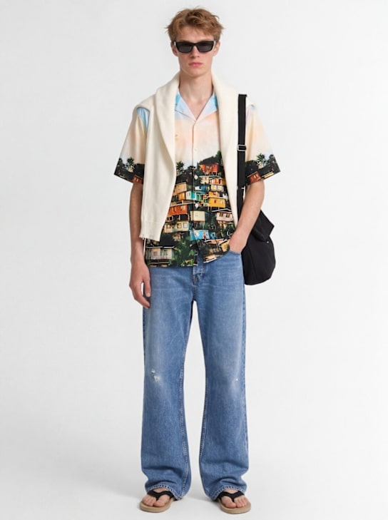 Laneus: Printed boxy fit cotton bowling shirt - Multicolor - men_1 | Luisa Via Roma