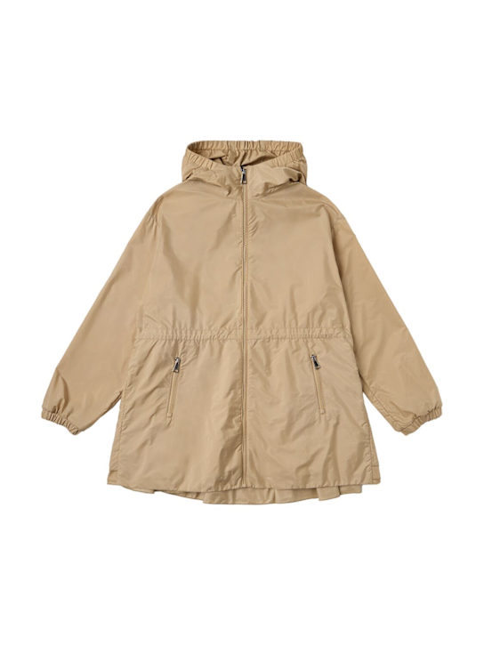 Moncler: Wete hooded nylon parka - 米黄色 - kids-girls_0 | Luisa Via Roma