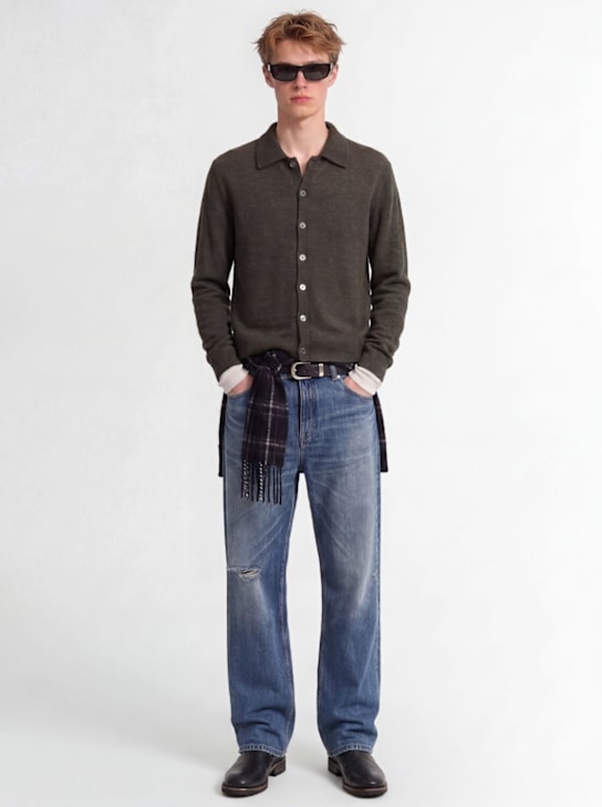 Our Legacy: Cárdigan polo de alpaca - Verde/Gris - men_1 | Luisa Via Roma