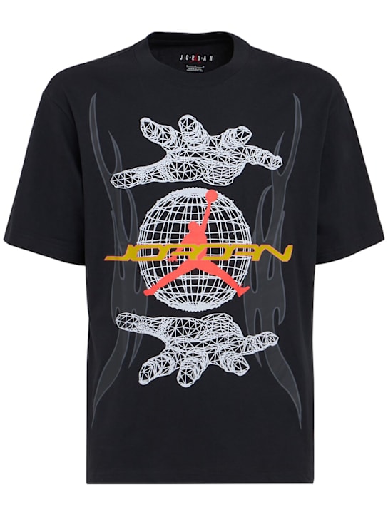Jordan: Printed cotton t-shirt - Off Noir/Infrar - men_0 | Luisa Via Roma