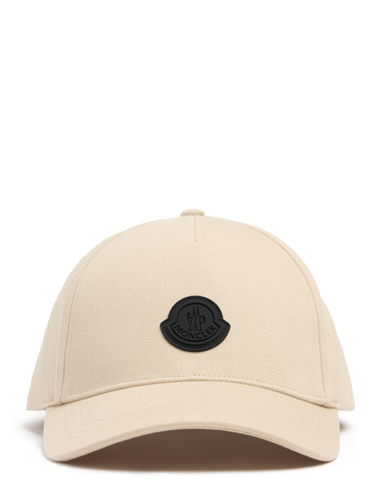 Moncler: Logo cotton gabardine baseball cap - Agate Grey - men_0 | Luisa Via Roma