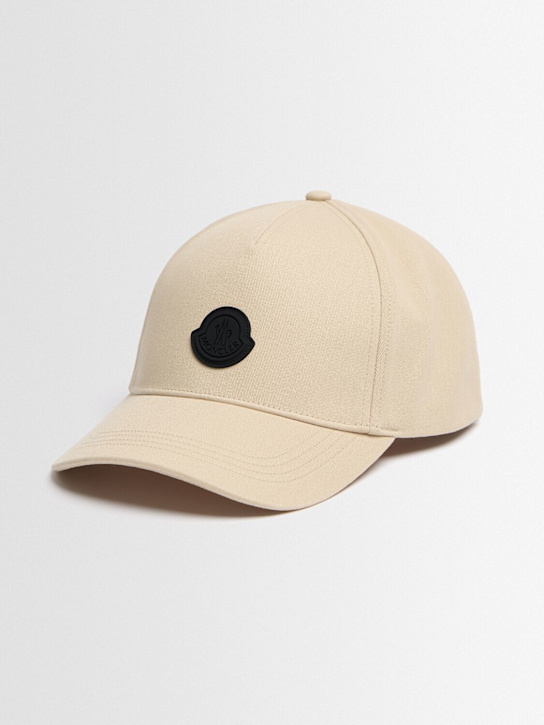 Moncler: Logo cotton gabardine baseball cap - Agate Grey - men_1 | Luisa Via Roma
