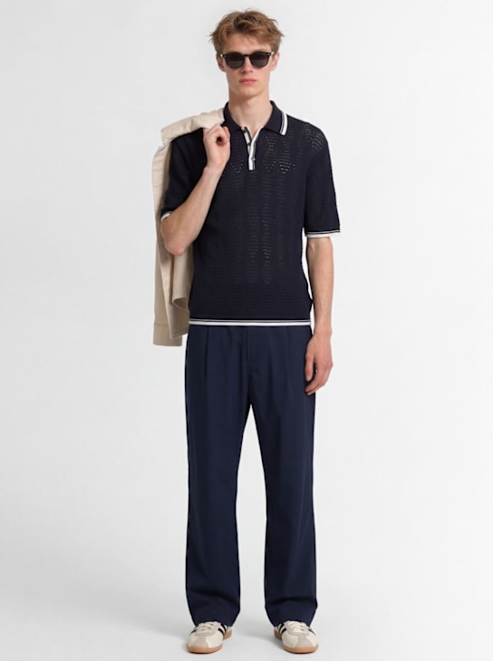 Laneus: 棉质针织polo衫 - 蓝色/海军蓝 - men_1 | Luisa Via Roma