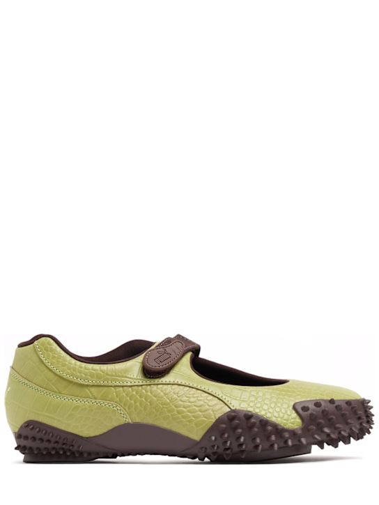 PUMA: Mostro Fey croc embossed sneakers - Pistachio Green - women_0 | Luisa Via Roma
