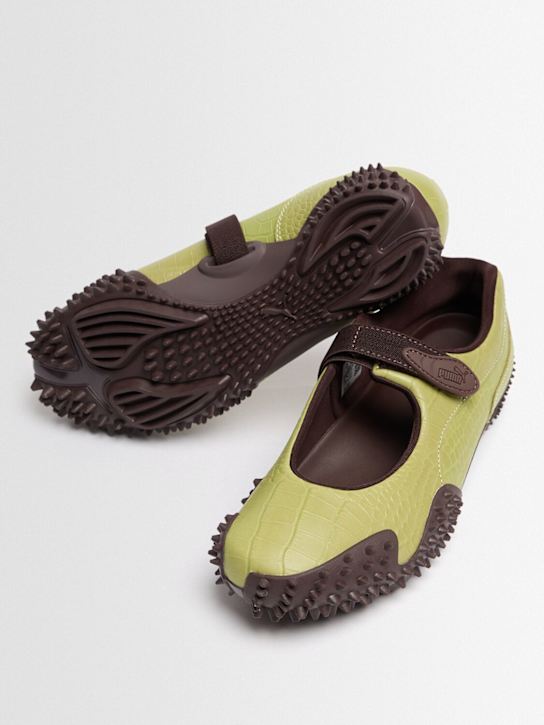 PUMA: Mostro Fey croc embossed sneakers - Pistachio Green - women_1 | Luisa Via Roma