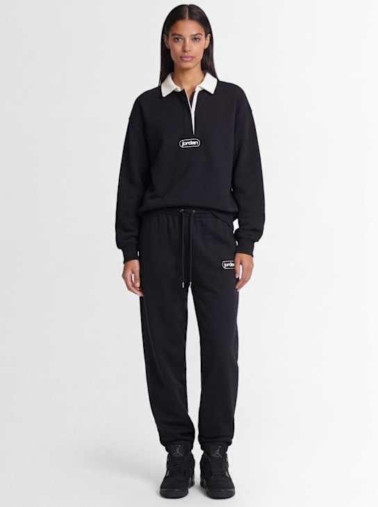 Jordan: Flight Fleece polo sweatshirt - Black/Sail/Blac - women_0 | Luisa Via Roma