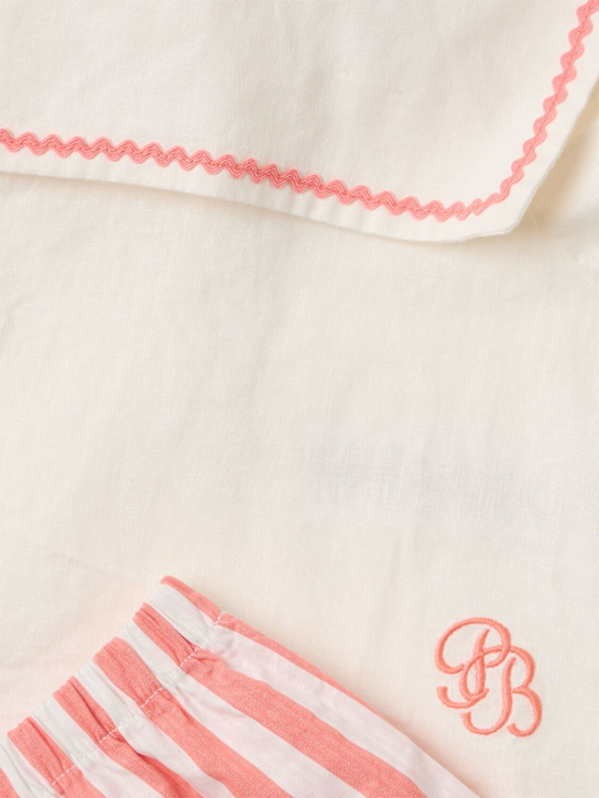 Petit Bateau: Cotton poplin shirt & shorts - Beige - kids-girls_1 | Luisa Via Roma