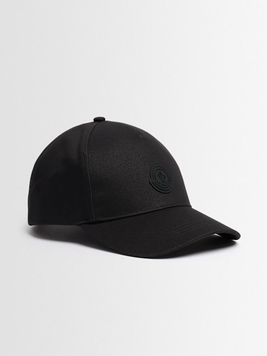 Moncler: Logo cotton gabardine baseball cap - 黑色 - men_1 | Luisa Via Roma