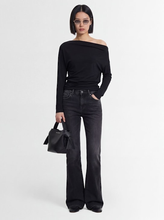 Ann Demeulemeester: Roos bias cut cotton drop shoulder top - Nero - women_1 | Luisa Via Roma