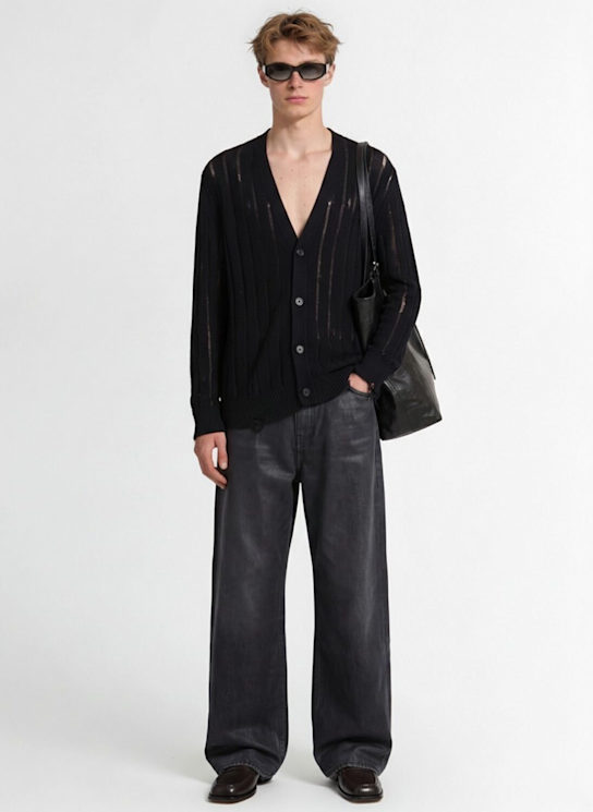 Laneus: 针织纯棉开衫 - 黑色 - men_1 | Luisa Via Roma