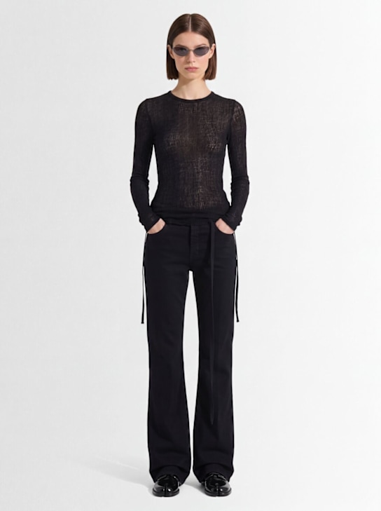 Ann Demeulemeester: Vive 5-pocket straight cotton pants - Noir - women_1 | Luisa Via Roma